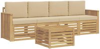 vidaXL - Buiten - bank - set - 5 - st - Wit - en - Beige - Polyester