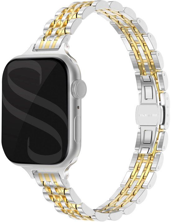 Selencia Slim Steel schakel bandje - Geschikt voor Apple Watch 38/40/41/42 mm - Zilver