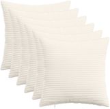 vidaXL - Kussensloop - 6 stuks - HEERLEN - Crèmekleurig - 40 x 40 cm - corduroy