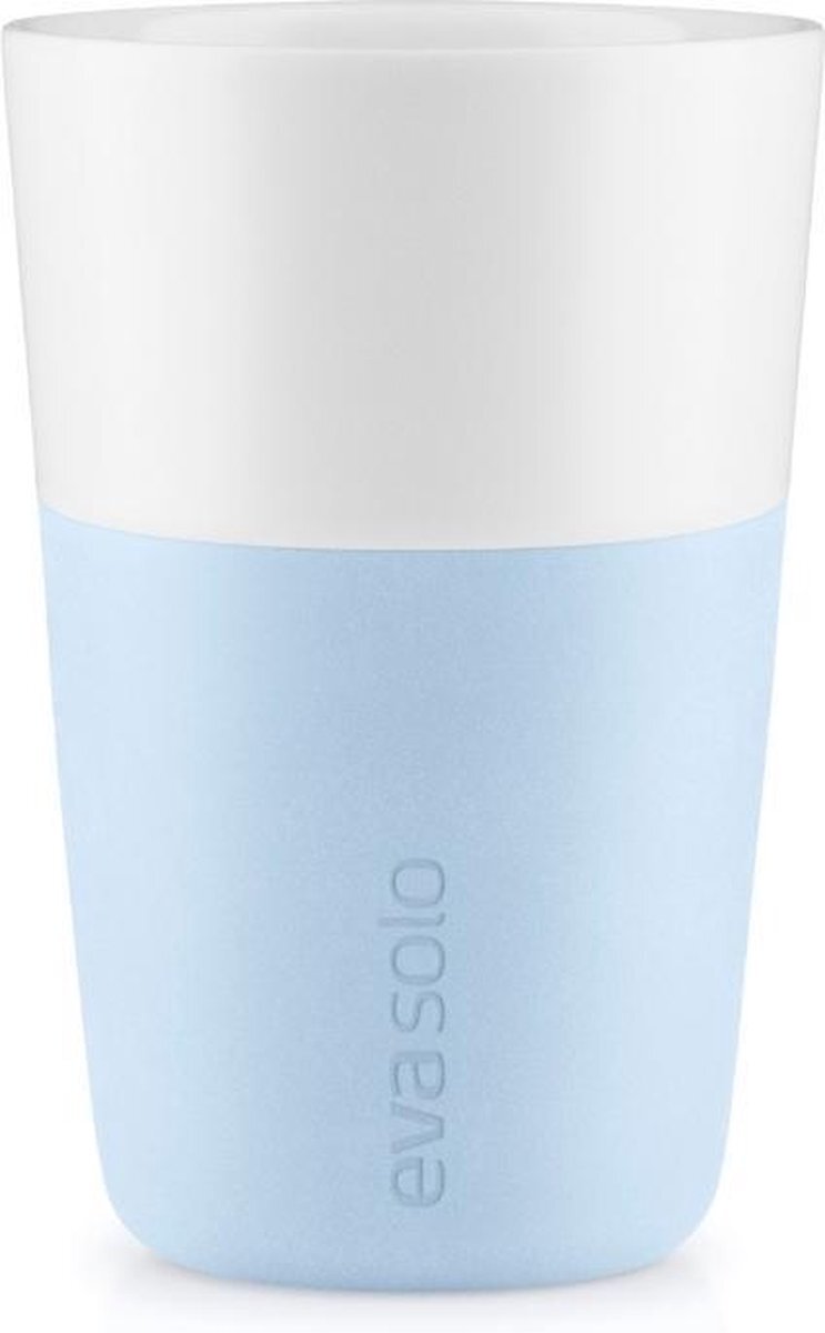 Eva Solo kop Cafe Latte 360 ml porselein/siliconen lichtblauw 2 st