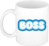 Bellatio Decorations Cadeau mok voor baas - blauw - grappig - keramiek - 300 ml - boss