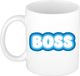 Bellatio Decorations Cadeau mok voor baas - blauw - grappig - keramiek - 300 ml - boss