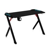 Muvip Pro1200 Gamingtafel van koolstofvezel met RGB-licht, solide oppervlak, bekerhouder, haak voor hoofdtelefoon, afmetingen: 120 x 60 x 75 cm, zwart