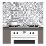 60 Ambiance 60 tegelstickers | zelfklevende tegels – mozaïektegels wandtattoo badkamer en keuken | tegellijm – design vintage grijstinten – 10 x 10 cm – 60-delig