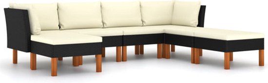 vidaXL 7-delige Loungeset met kussens poly rattan zwart