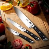 Merkloos SHAN ZU Keukenmes set, 3-delig, RVS, 20 cm koksmes, 15 cm universeel mes, 9.5 cm schilmes