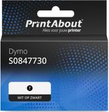 PrintAbout Tape S0847730 Wit op zwart geschikt voor Dymo