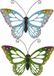 Decoris Tuindecoratie vlinders - 2x - metaal - groen en blauw - 51 x 38 cm - wand/schutting