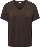 JDY Dames V-hals T-shirt Korte Mouw Viscose Jersey Regular Fit Effen Coffee Bean M