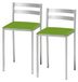 Deux tabourets de cuisine avec dossier, revêtement en similicuir vert, hauteur d'assise 45 cm