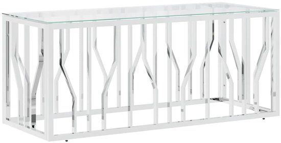 vidaXL Salontafel 110x45x45 cm roestvrij staal en glas