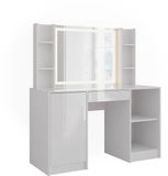 Vicco Sherry Kaptafel met licht – 128.2 cm 4 delen Wit/wit hoogglans