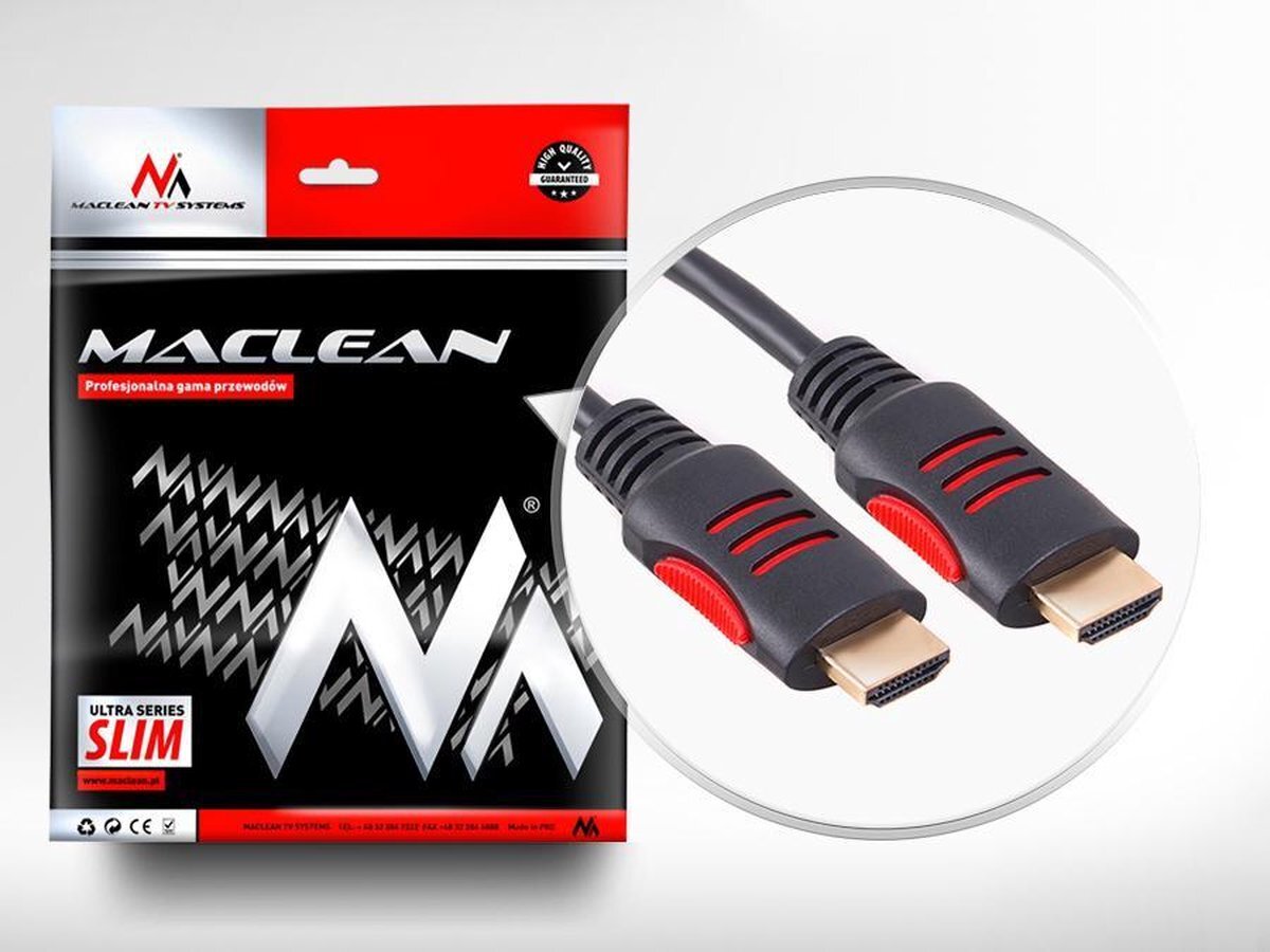 Maclean TV Systems HDMI-HDMI-kabel Maclean MCTV-813 v1.4 30AWG 3m met ferrietfilters