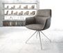 DELIFE Fauteuil Pejo-Flex piètement croisé conique acier inoxydable microfibre anthracite vintage noyau à ressorts ensachés