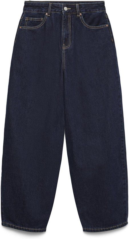 Vero Moda VMBILLIE High Waist Barrel Jeans - Dark Blue Denim/Rinse - W27 x L32