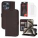MyTPhone Étui Portefeuille iPhone 15 Pro Max en Cuir CardMate - Marron foncé