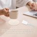 Set de 8 sous-verres en lin - Blanc, Beige - Octogonal