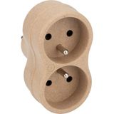 stekkerdoos Zenitech Bioplastic gerecyclede bipliet – 2 x 16 A – beige