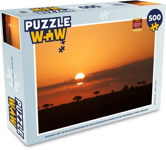 MuchoWow Puzzel Silhouet met de Zuid-Afrikaanse bomen in het nationale park Kruger - Legpuzzel - Puzzel 500 stukjes