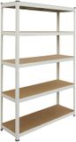 Merkloos Relaxdays Zware stelling - 120x200x50 cm - wit-bruin