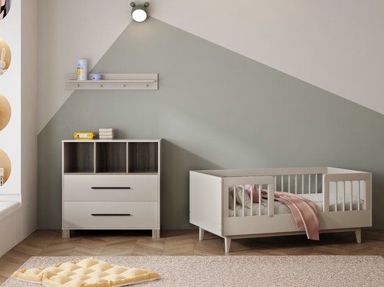 Cabino Born Lucky Peuterkamer Timo Clay 2-delig met Commode Geneve Beige Spaanplaat