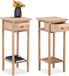 Merkloos Relaxdays Nachtkastje set van 2, hout, 60 x 25 x 25 cm, bijzettafel met lade, hoog, voor slaapkamer, woonkamer, natuur