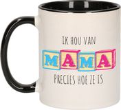Bellatio Decorations Cadeau koffie/thee mok voor mama - zwart - liefde - keramiek - Moederdag