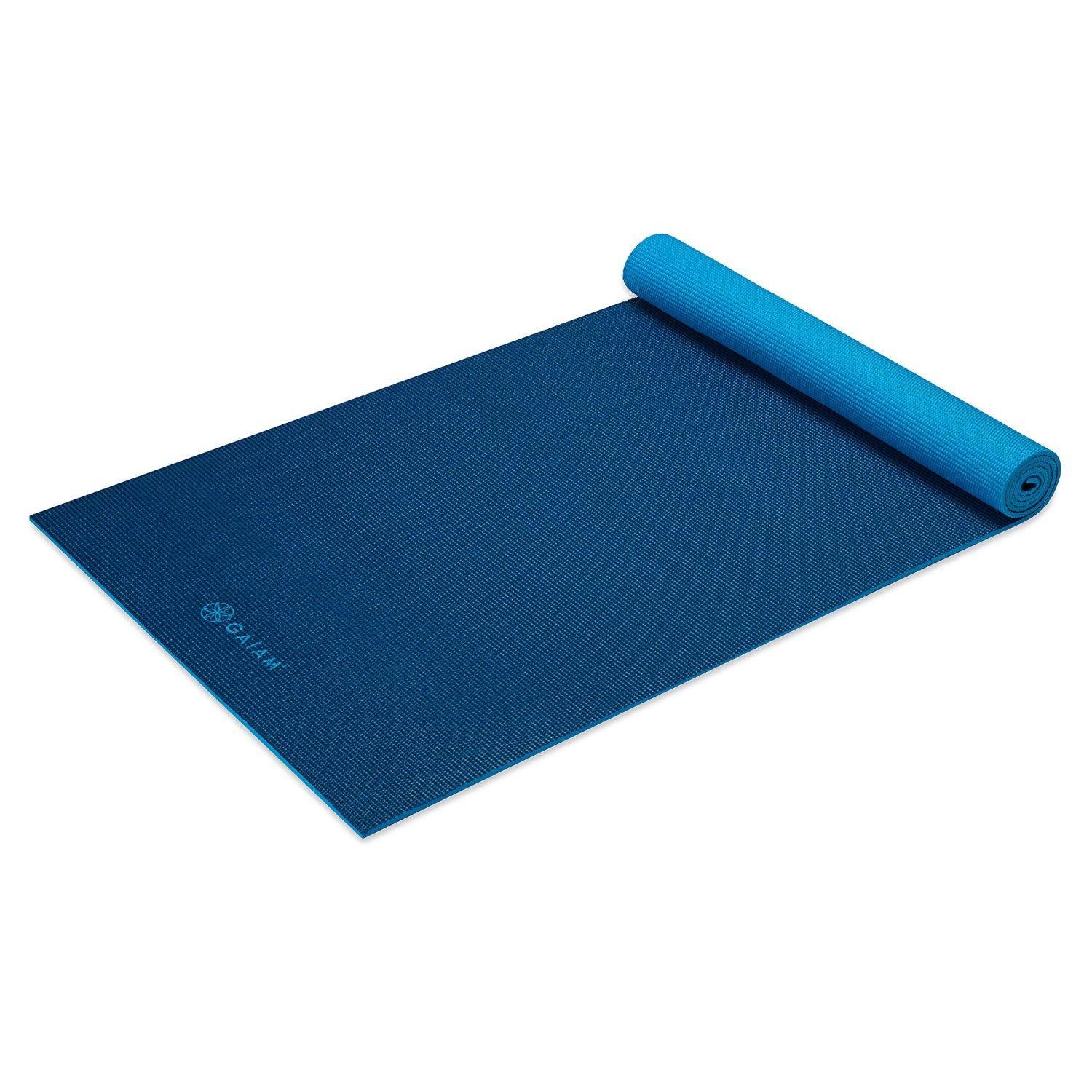 Gaiam 2 Kleuren Yoga Mat - 5mm - Licht Blauw / Navy