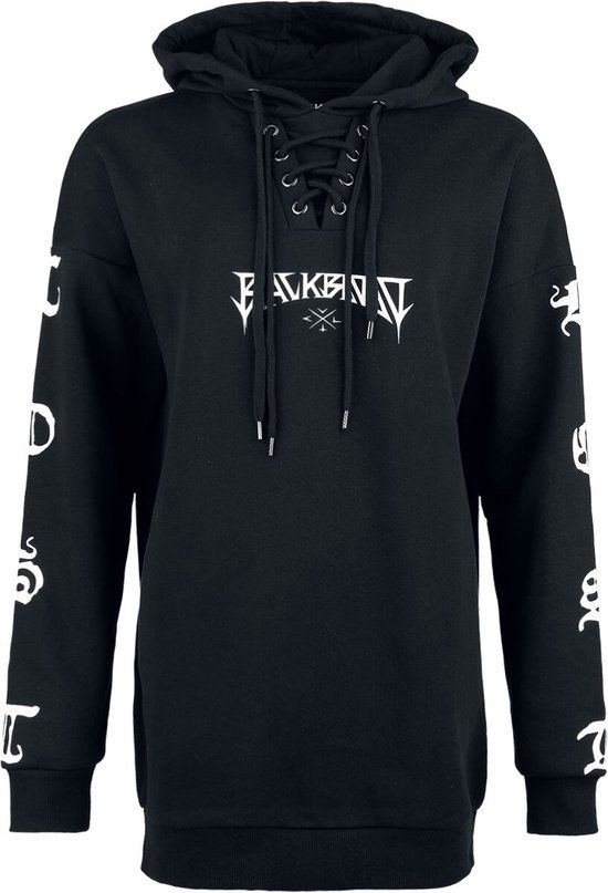 Black Blood by Gothicana Gothicana Zwarte Capuchontrui Met Geribde Boorden - Dames - L