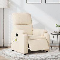 vidaXL Fauteuil Inclinable de Massage Électrique, Chaise de Relaxation avec Dossier et Repose-pied Réglables, Siège de Salon Salle de Séjour, Beige 3204927