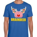 Bellatio Decorations Shoppartners Bv Foute Kerst t-shirt braindeer blauw voor heren M