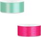 Bellatio Decorations 2x rollen satijn cadeaulint/sierlint - 2.5 cm x 25 meter - roze en mintgroen