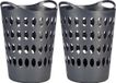 Arte r Flexibele wasmand/opbergmand - Set van 2x stuks - rond - antraciet - 50 liter