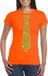 Bellatio Decorations Shoppartners Bv Oranje fun verkleed t-shirt - met stropdas - in glitter goud - dames - korte mouwen S