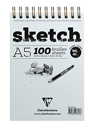 Clairefontaine Ref 96646C Ivory Wirebound Sketch Pad A5 90gsm