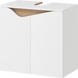 Meuble sous lavabo salle de bain 2 portes avec fermeture amortie 60x35x57,9 cm blanc bois naturel