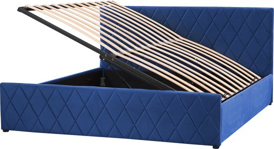 ROCHEFORT - Tweepersoonsbed - Blauw - 180 x 200 cm - Fluweel