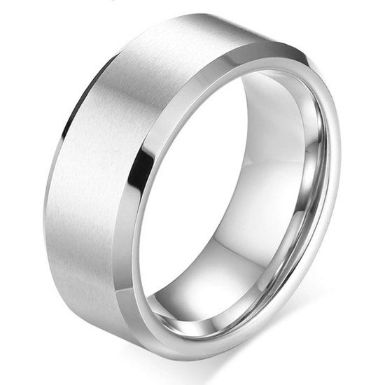 Mendes Wolfraam herenring 8mm Zilverkleurig-20mm