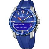Festina F23000/3 Heren Hybride Polshorloge Blauw Siliconen Kast Titanium