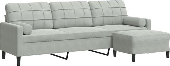 vidaXL Driezitsbank met voetenbank 210 cm fluweel lichtgrijs