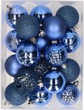 Bellatio Decorations 37x stuks kunststof kerstballen koningsblauw 6 cm - Kerstversiering