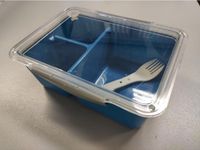 Clean House Lunchbox kunststof met vork 20x15x7cm blauw