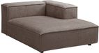 Vente-unique Chaise longue met rechte armleuning in taupe chenillestof RUZOLO