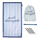 Fisura Grote strandhanddoek, blauw, met opschrift "Chiinguito" van microvezel, licht, voor zwembad, strand, camping, picknick, anti-zand, sneldrogend, origineel cadeau, 180 x 100 cm