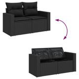 vidaXL 7-delige Loungeset met kussens, polyrattan, zwart