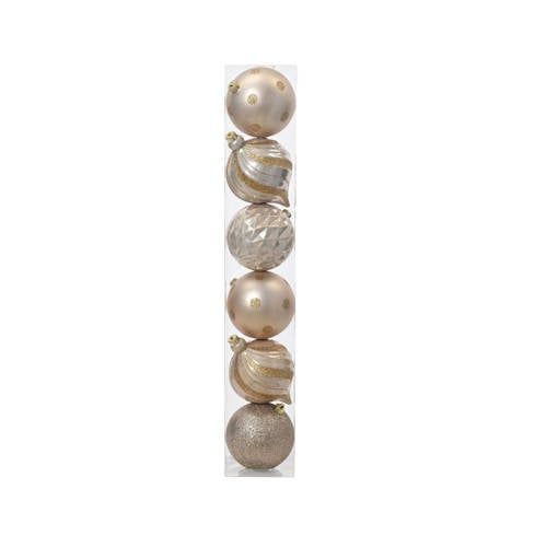 Decoris Onbreekbare kerstballen 6 st parel in transbox