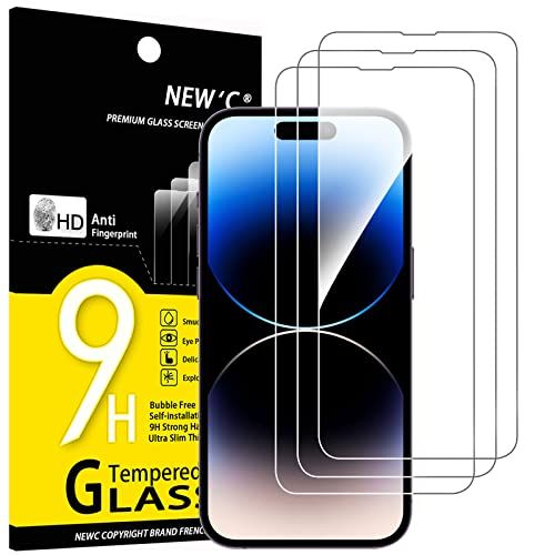 NEW'C 3 Stuks, Screen Protector voor iPhone 14 Pro (6,1 Inch), Gehard Glass Schermbeschermer Film 0.33 mm ultra transparant, ultra resistent
