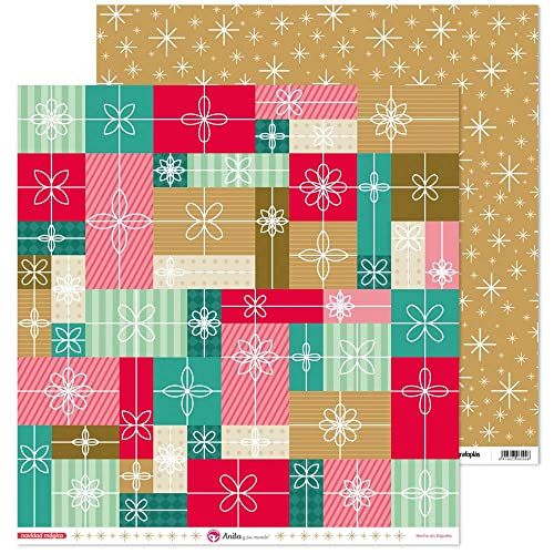 Anita y Su Mundo Scrapbooking Paper - Double-Sided - Gifts and Stars - 30.5 x 30.5 cm - Magical Christmas Collection