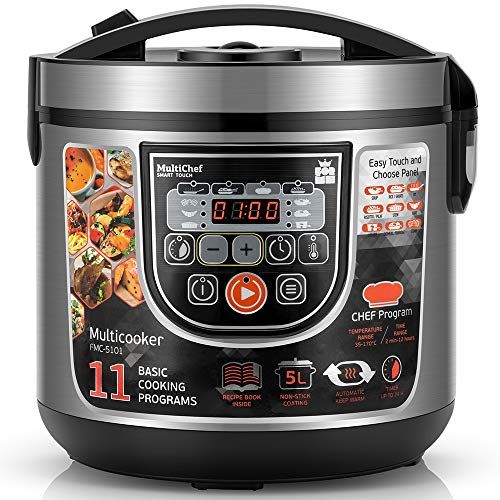 ForMe Rijstkoker 11 Programm in 1 I 5L Anti Aanbaklaag Binnenpot I 860W I Stoomfunctie I Warmhoudfunctie I Timerfunctie I LED Display I Maatbeker en Lepel