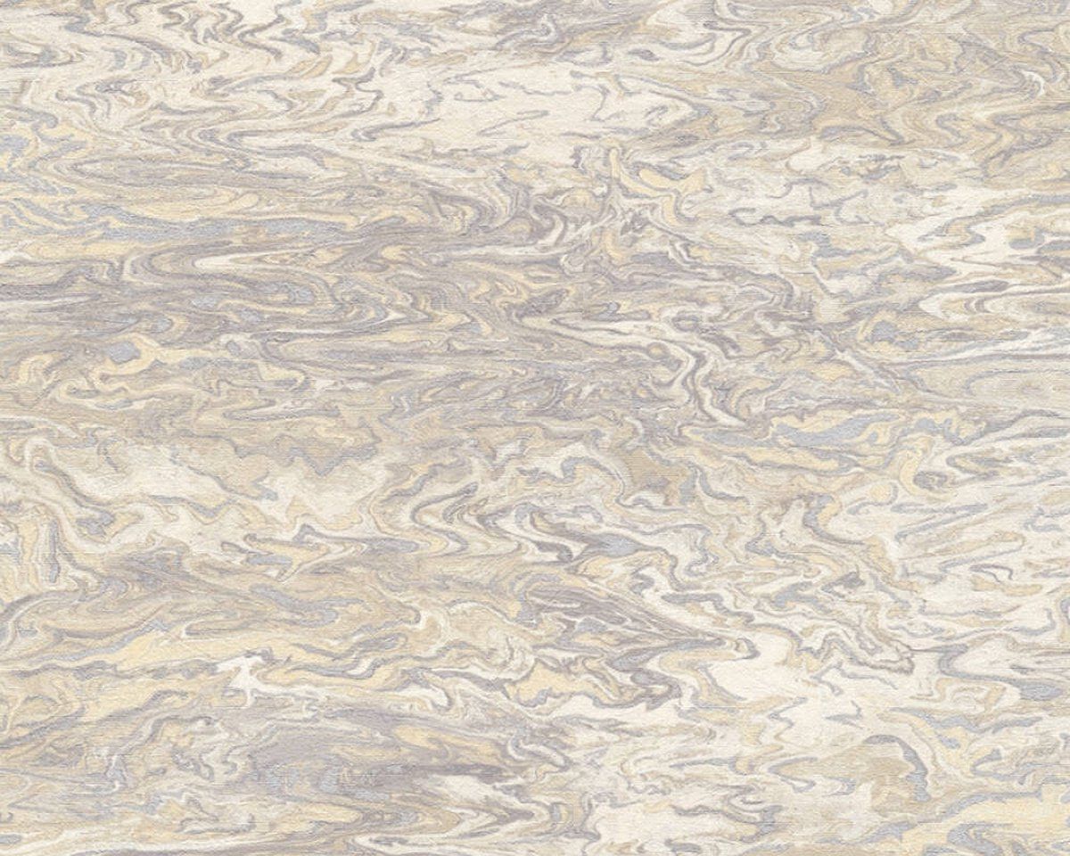 A.S. Création My Home My Spa - CHIQUE MARMER BEHANG - glinster effect - 1005 x 53 cm - crème, zilver